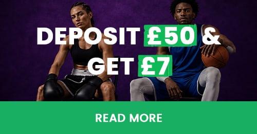 Bet £50, Get £7 Bonus Bet. Football