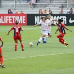 Two women teams playing the game