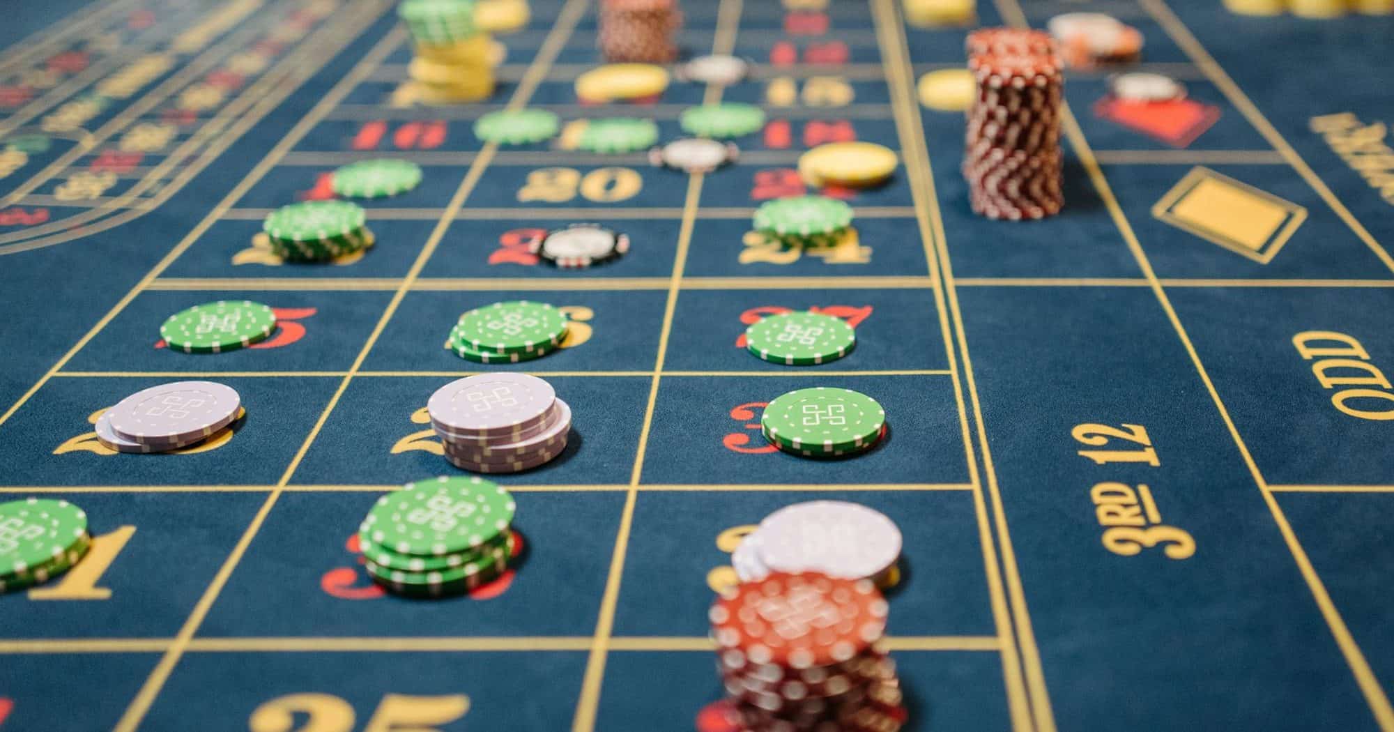 casino chips on a roulette table