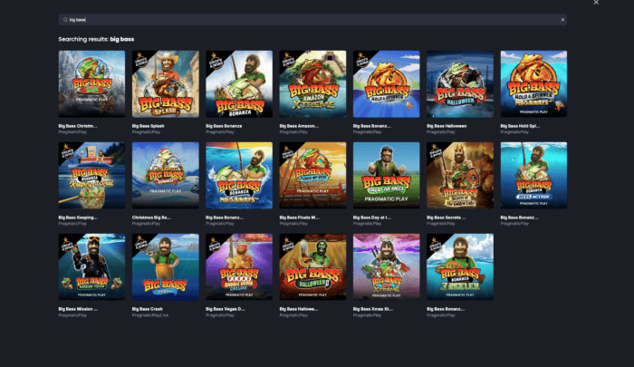Big Bass bonanza casino game selection