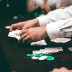 Blackjack table with cards and chips