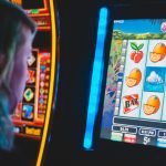 Man sitting on a slot machine
