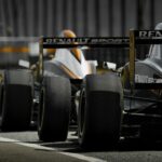 Multiple formula 1 cars on the track