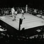 Boxing ring with fighters
