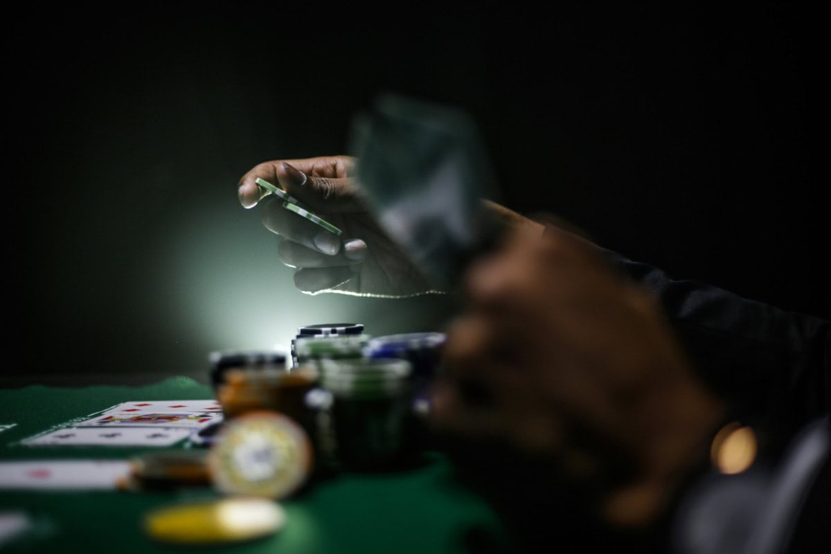 Man playing a game of poker