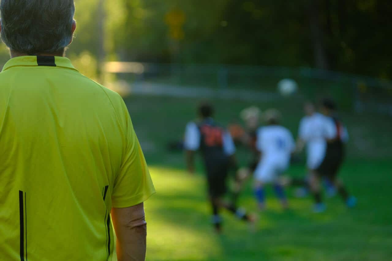 Football referee in a football game