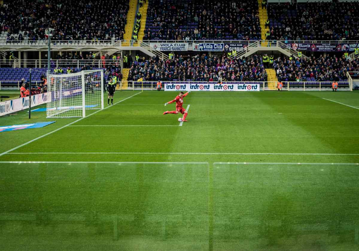 Goalkeeper kicking ball into play