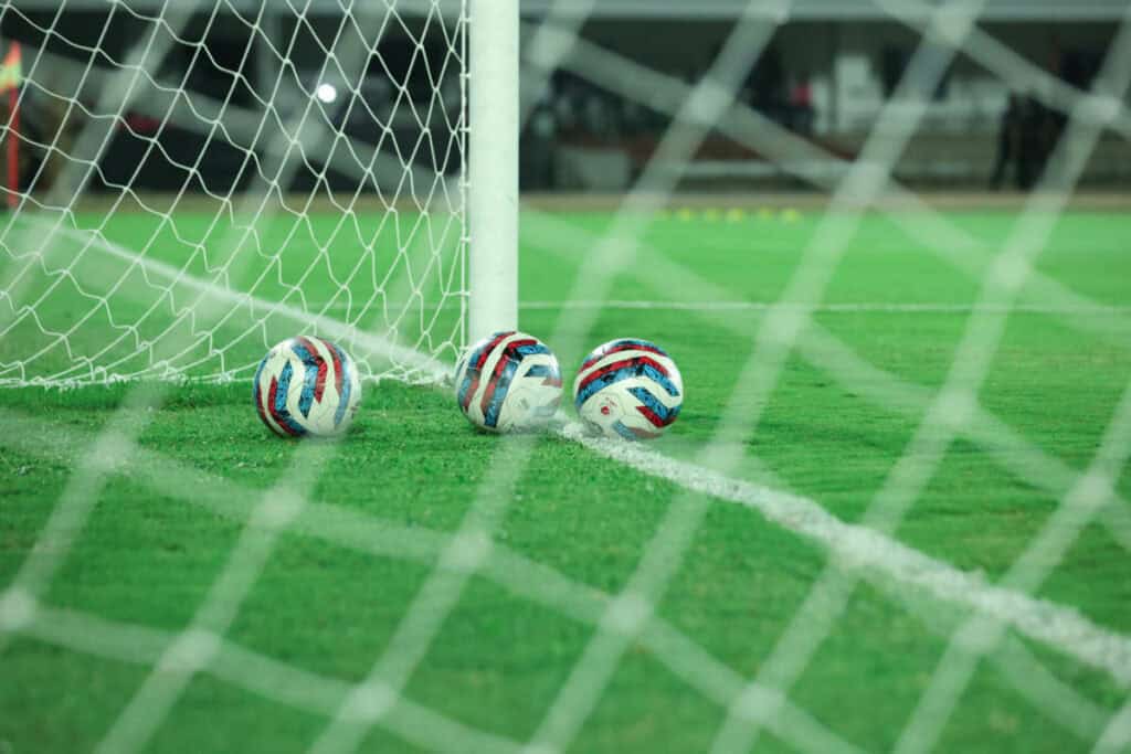 Football balls in the net