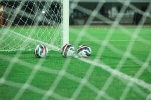 Football balls in the net