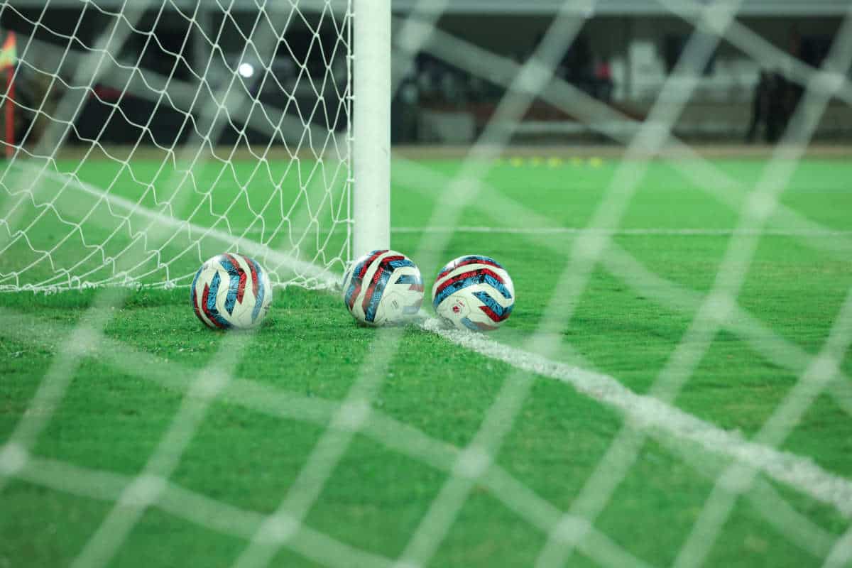 Football balls in the net
