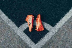 Football boots on the corner kick