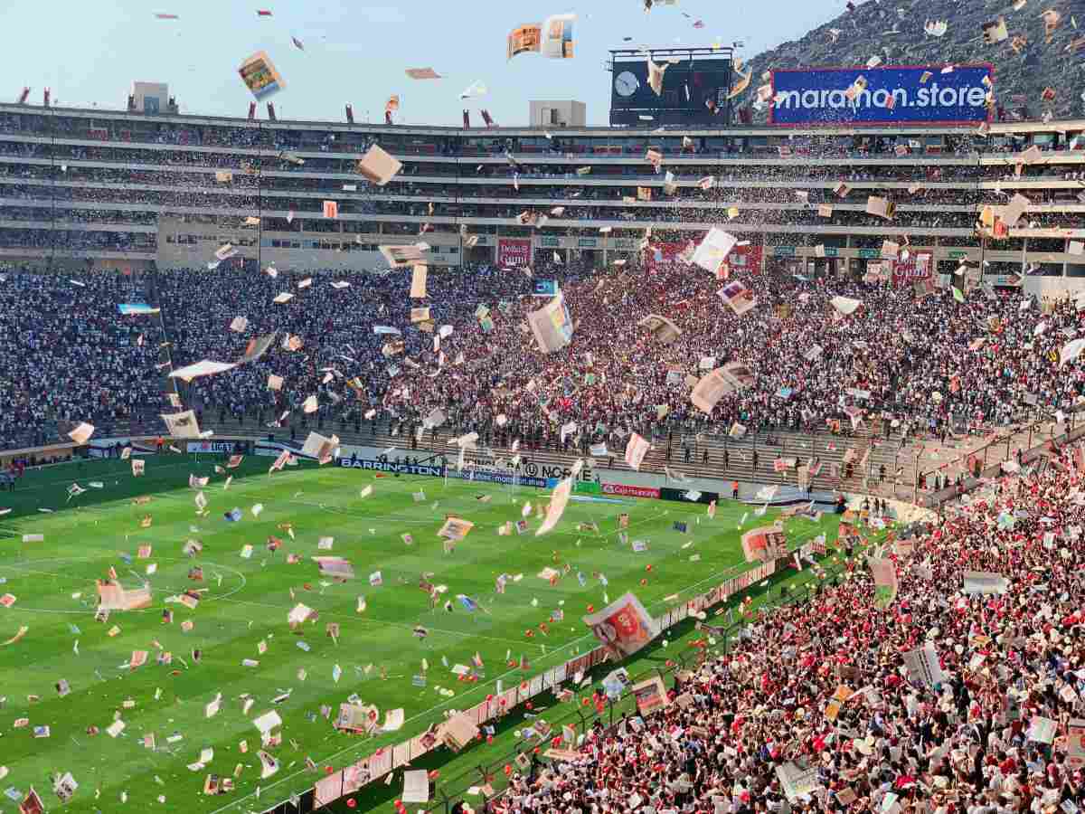 Football stadium filled with happy people