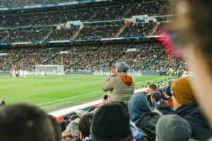 Stadium filled with people for a football match